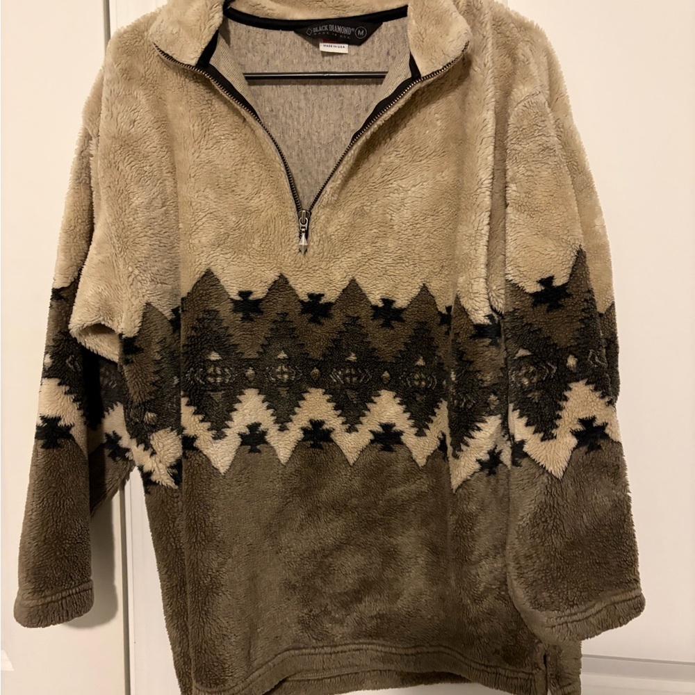 Sherpa quarter zip Brown and Black Patterned Sweater